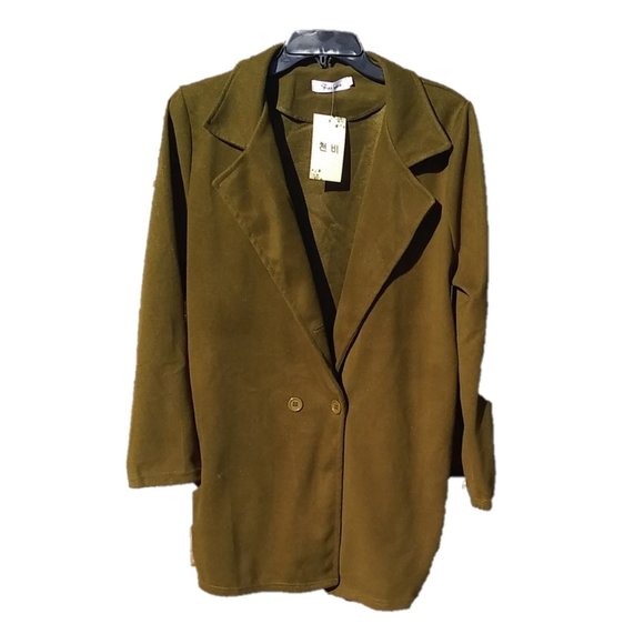 Basic Winter Coat for Women Mid Thigh Dark Green - Picture 2 of 5